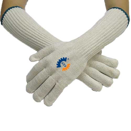 Custom Logo Long Cotton Safety Gloves for Industrial Use